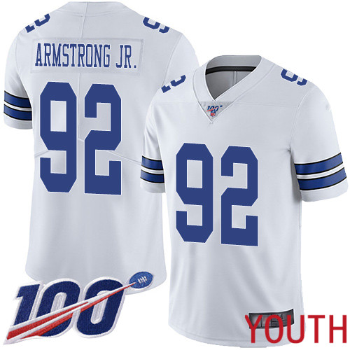 Youth Dallas Cowboys Limited White Dorance Armstrong Jr. Road #92 100th Season Vapor Untouchable NFL Jersey->women nfl jersey->Women Jersey